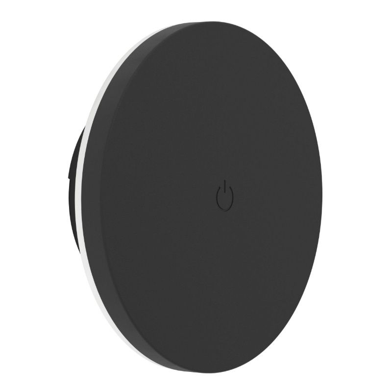 Applique da parete nera in plastica, Vishal, 12W, bianco regolabile tra caldo e freddo LED, IP44, controllo touch