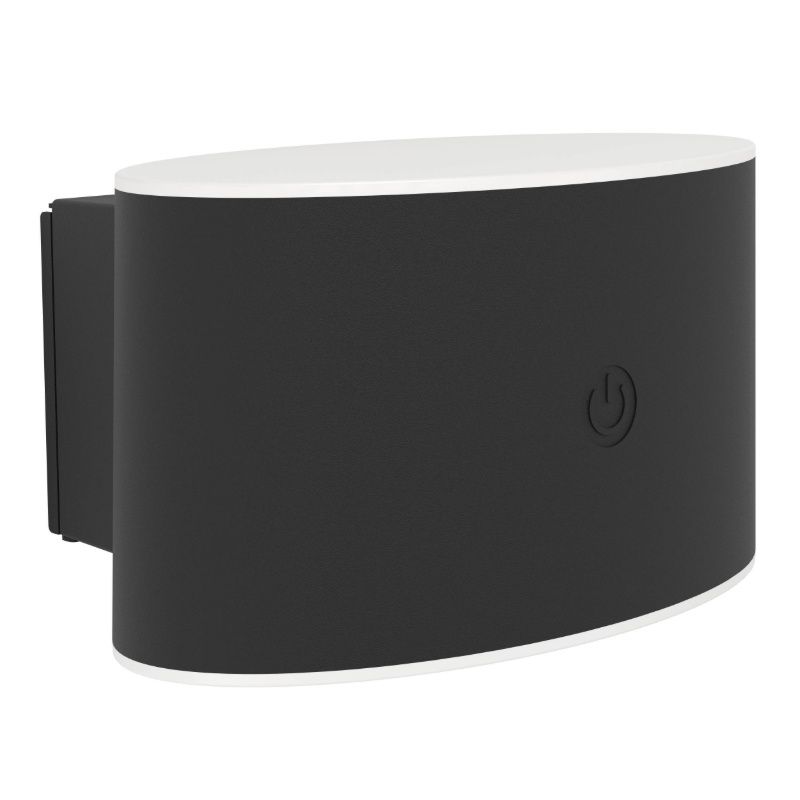 Applique da parete nera in plastica, Vishal, 5W, bianco regolabile tra caldo e freddo LED, IP44, controllo touch