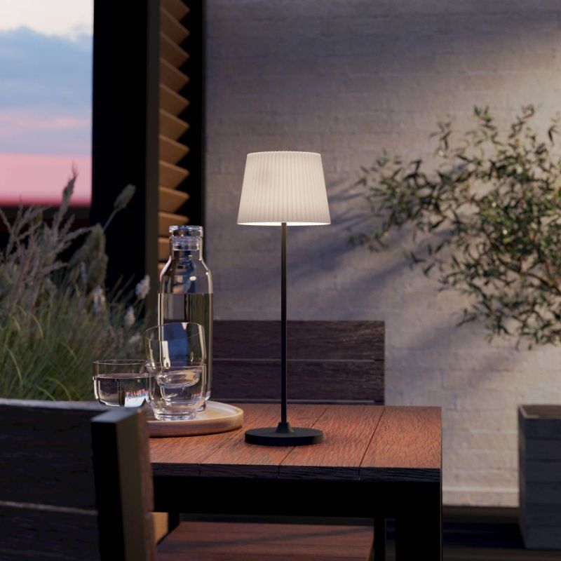 Lampada da tavolo beige in tessuto, Latif, 2W, white switch LED, controllo touch