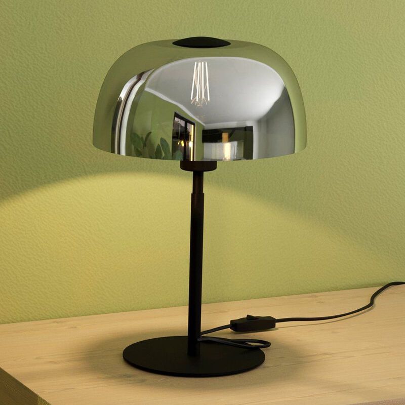 Lampada da tavolo nera in vetro, Miam, con interruttore Lampada da tavolo nera in vetro, Miam, con interruttore