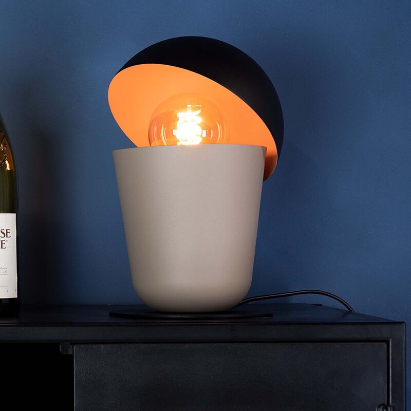 Lampada da tavolo tortora in alluminio, Werner, con interruttore