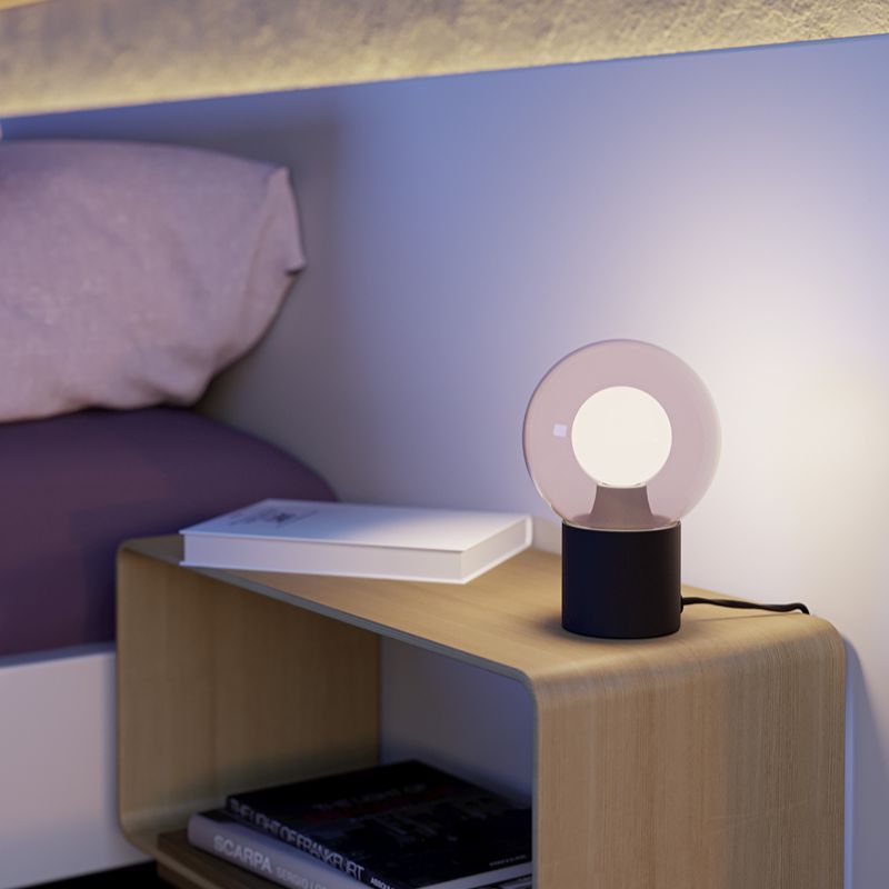 Lampada da tavolo nera in vetro, Bravino, con controllo touch