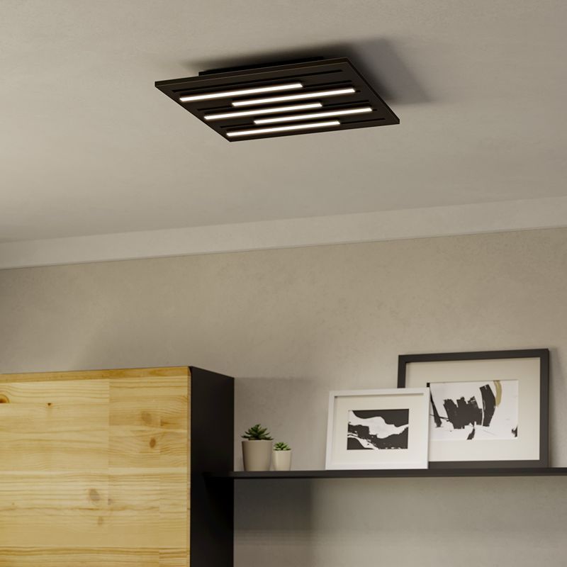 Plafoniera nera in alluminio, Pitrignani, 20W, RGBW LED, con telecomando