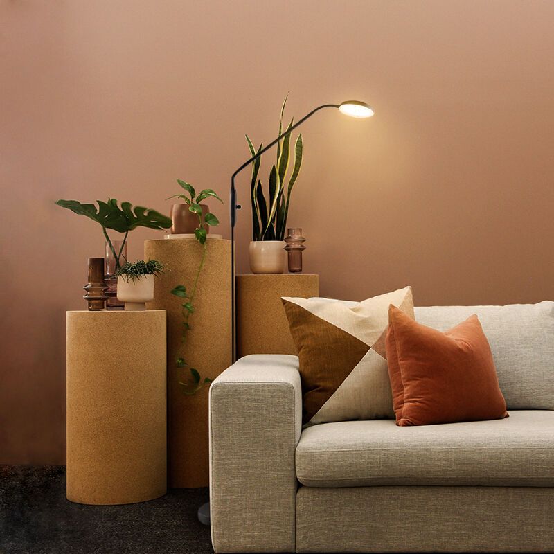 Piantana da lettura da terra nera moderna, Salvador, 5W, 3000K LED, con interruttore Piantana da lettura da terra nera moderna, Salvador, 5W, 3000K LED, con interruttore