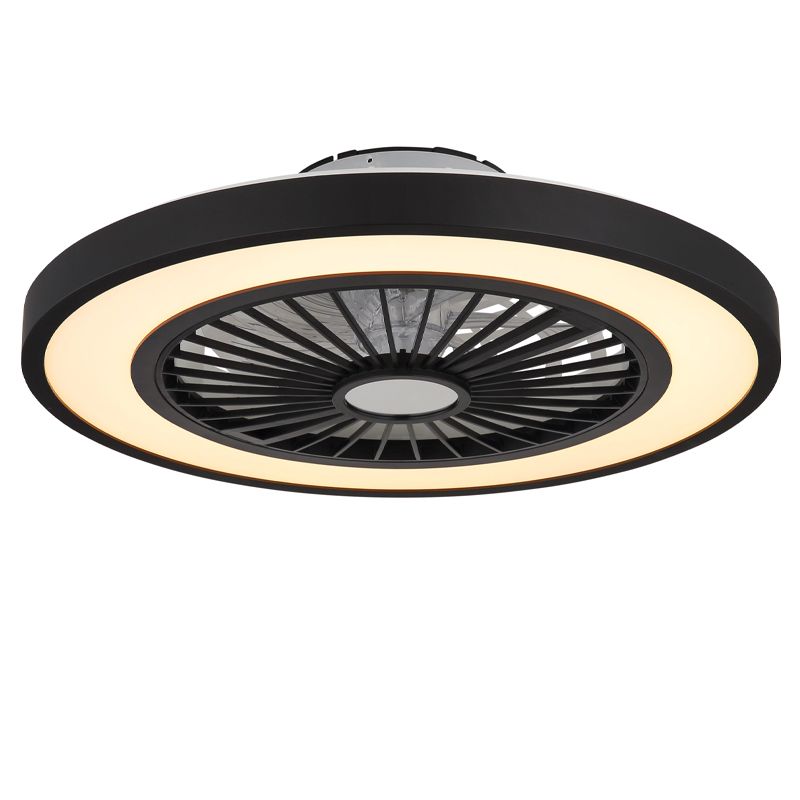 Ventilatore da soffitto nero in plastica, Komal, 45W, bianco regolabile tra caldo e freddo LED, con telecomando