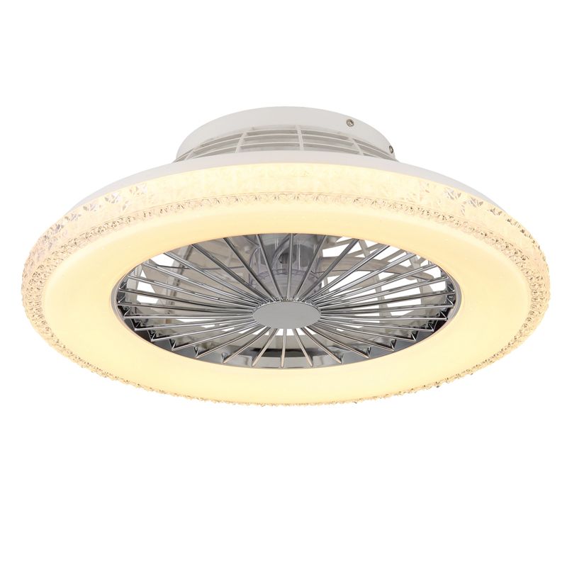 Ventilatore da soffitto cromato in plastica, Lammechien, 40W, bianco regolabile tra caldo e freddo LED, con telecomando