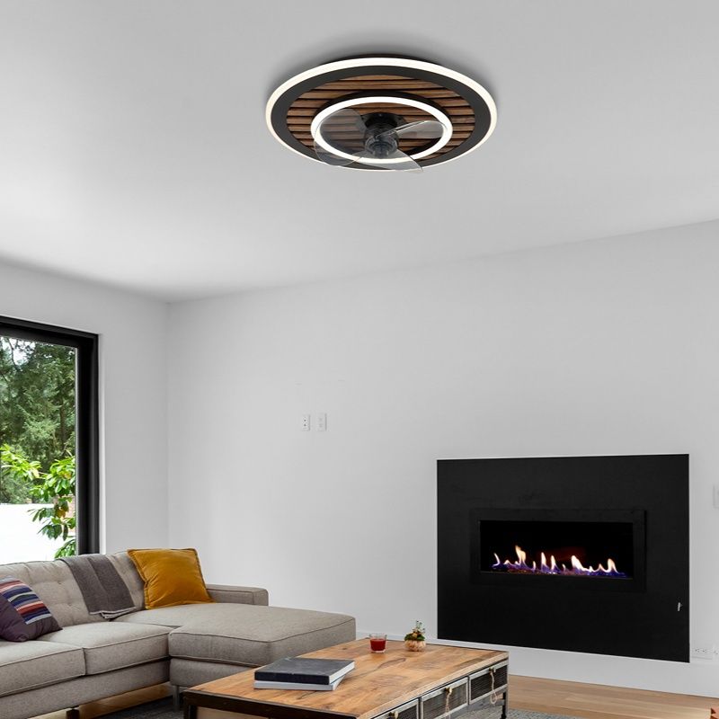 Ventilatore da soffitto nero metallo, Maha, 36W, bianco regolabile tra caldo e freddo LED, con telecomando