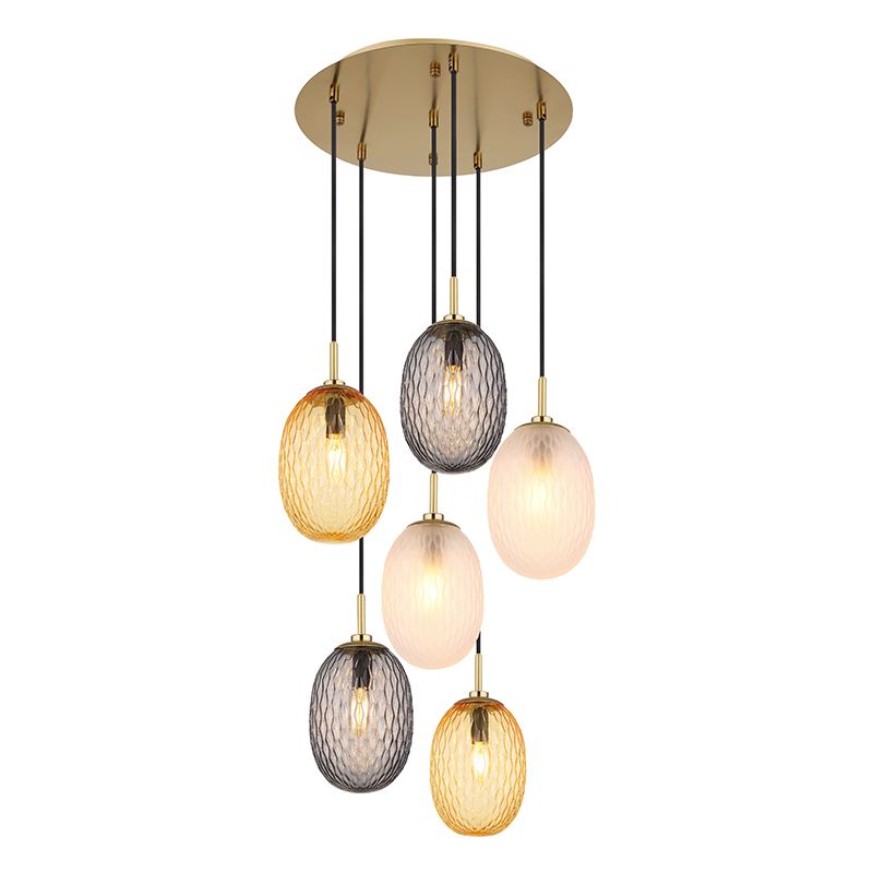 Lampada a sospensione per tavolo da pranzo multicolore in vetro, Janella Lampada a sospensione per tavolo da pranzo multicolore in vetro, Janella