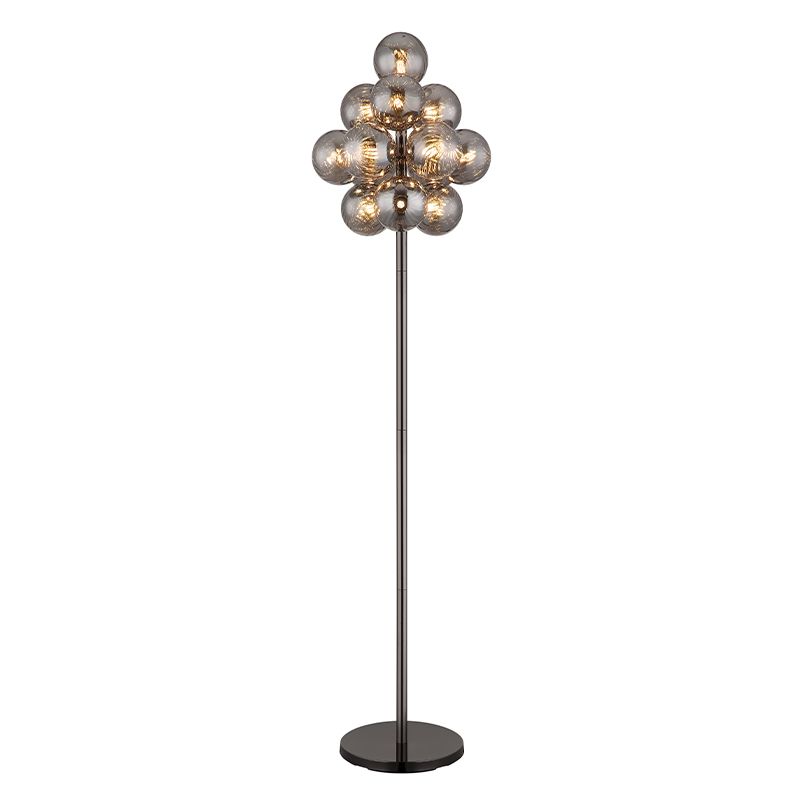 Lampada da terra grigia in vetro, Ozan, con interruttore Lampada da terra grigia in vetro, Ozan, con interruttore