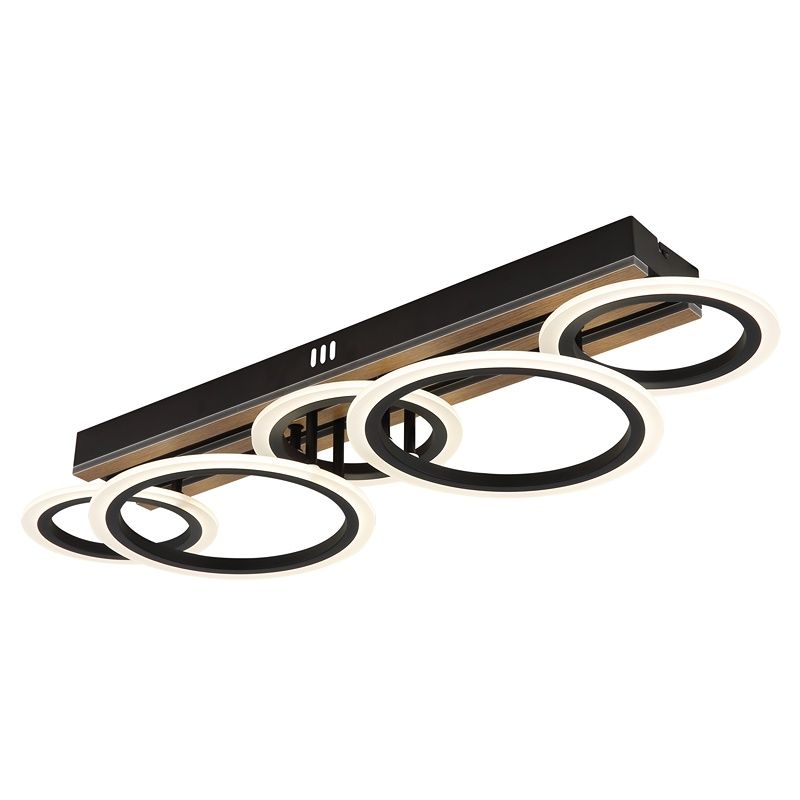 Lampada da soffitto nera metallo, Benedicte, 34W, white switch LED