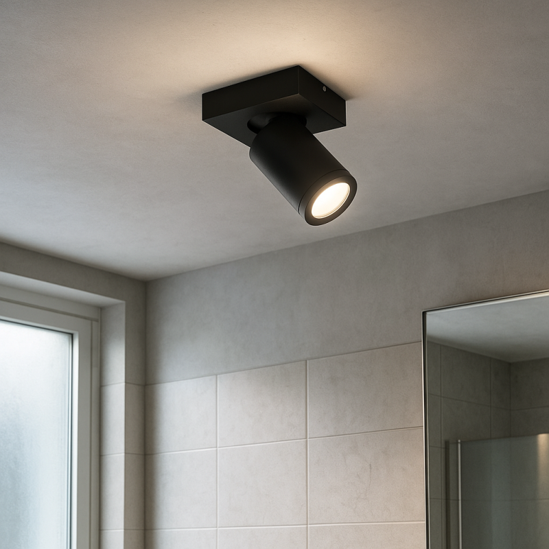 Faretto da soffitto nero moderno, Kenan, IP44