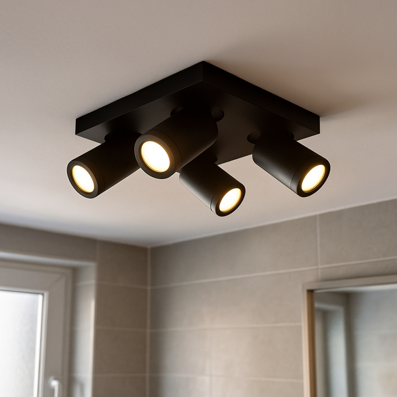 Faretto da soffitto nero moderno, Kenan, IP44 Faretto da soffitto nero moderno, Kenan, IP44