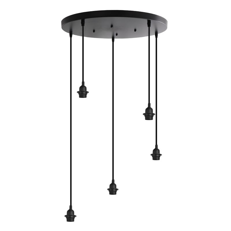 Lampada a sospensione senza paralume nera in alluminio, Rika Lampada a sospensione senza paralume nera in alluminio, Rika