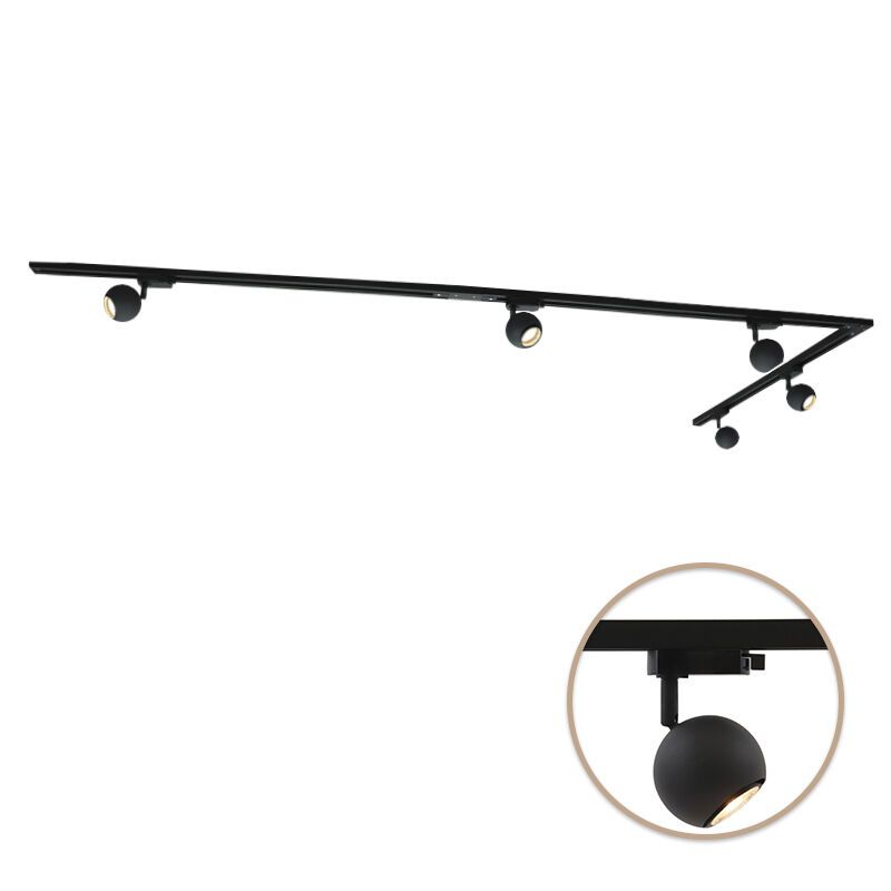 3M sistema di illuminazione a binario monofasico nero con angolo + 5 Alco faretti a binario 3M sistema di illuminazione a binario monofasico nero con angolo + 5 Alco faretti a binario