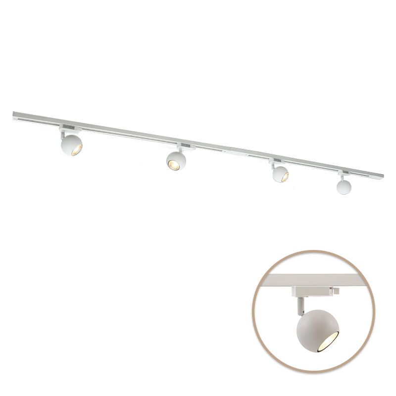 2M sistema di illuminazione a binario monofasico bianco + 4 Alco faretti a binario 2M sistema di illuminazione a binario monofasico bianco + 4 Alco faretti a binario