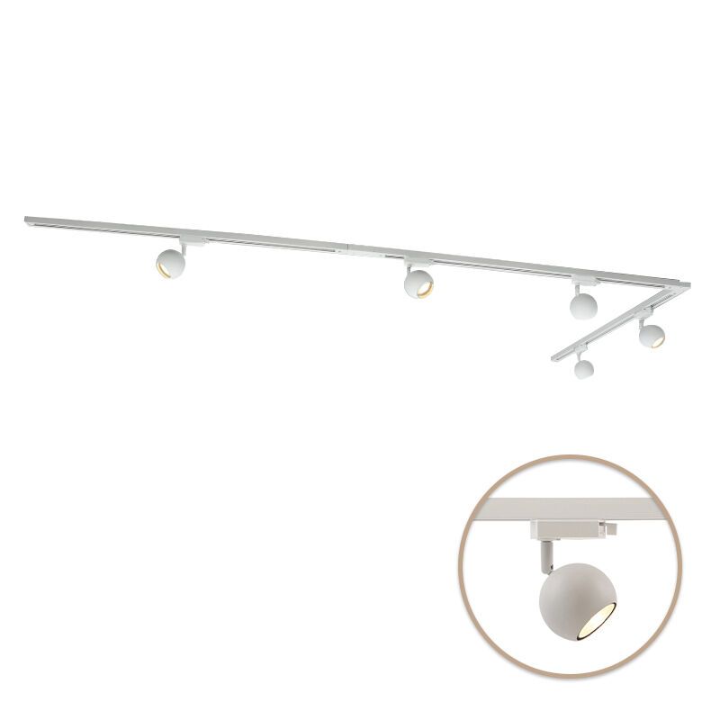 3M sistema di illuminazione a binario monofasico bianco con angolo + 5 Alco faretti a binario 3M sistema di illuminazione a binario monofasico bianco con angolo + 5 Alco faretti a binario