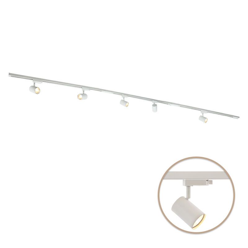 3M sistema di illuminazione a binario monofasico bianco + 5 Elena faretti a binario