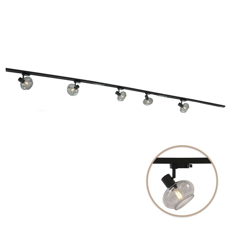 3M sistema di illuminazione a binario monofasico nero + 5 Skip faretti a binario