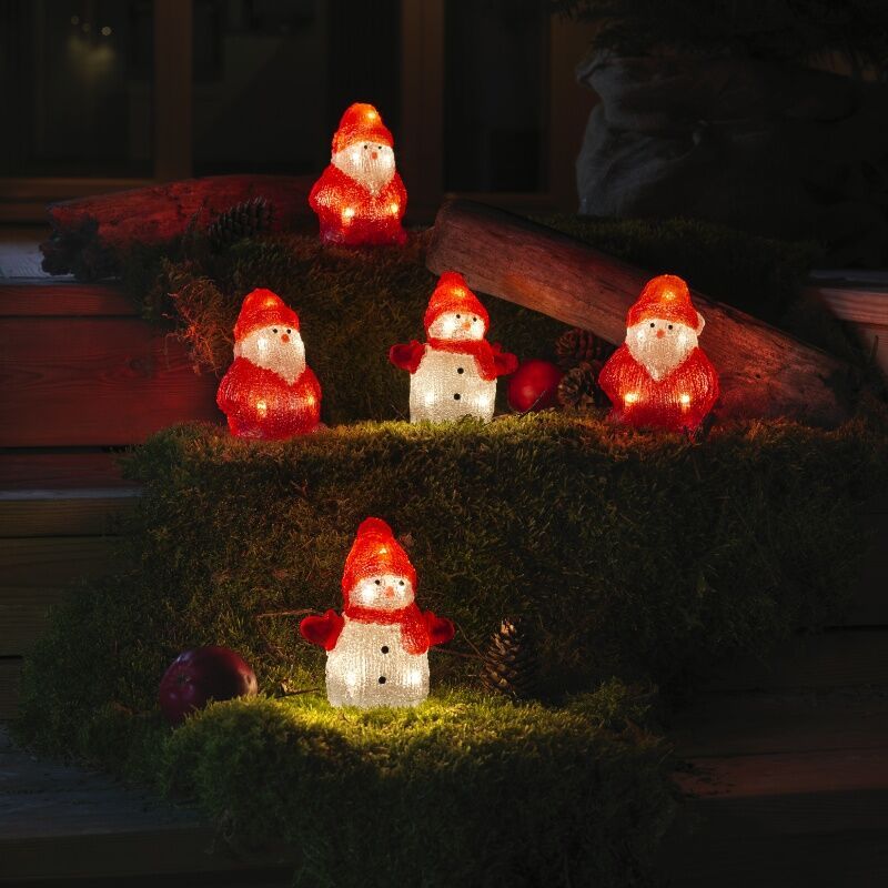 3 Babbo Natale LED e 2 pupazzi di neve LED, per interni ed esterni