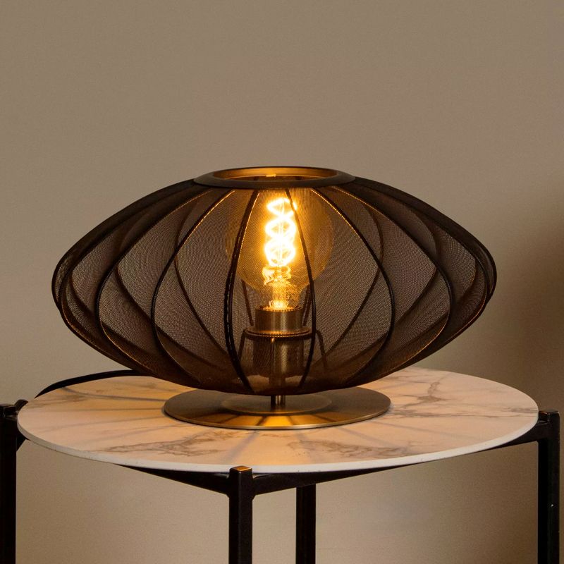 Lampada da tavolo Japandi nera, Corina, con interruttore Lampada da tavolo Japandi nera, Corina, con interruttore