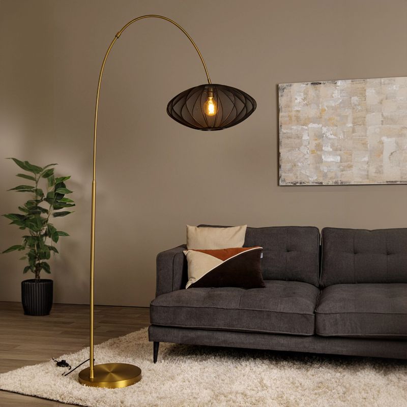 Lampada da terra moderna nera, Corina, con interruttore