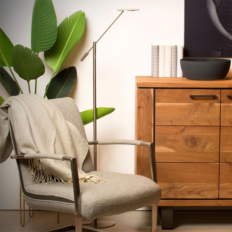 Piantana da lettura da terra moderna cromata, Anselmo, 9W, 3000K LED