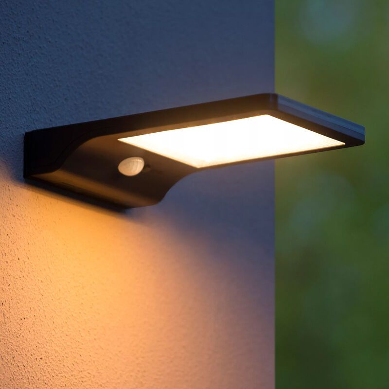 Applique da esterno con sensore di movimento moderna nera, Basic, 3W, 2700K LED, IP44