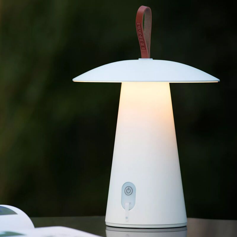 Lampada da tavolo da esterno ricaricabile moderna bianca, La Donna, 2W, 2700K LED, IP54, con interruttore