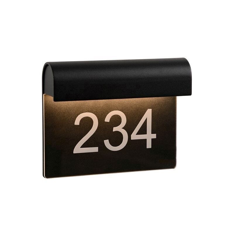 Numero Civico LED A Energia Solare Personalizzabile 1-9999 – Targa In Acrilico E Alluminio, 5 Mm Vetro Antisfondamento, Impermeabile IP55, Illuminazione Automatica