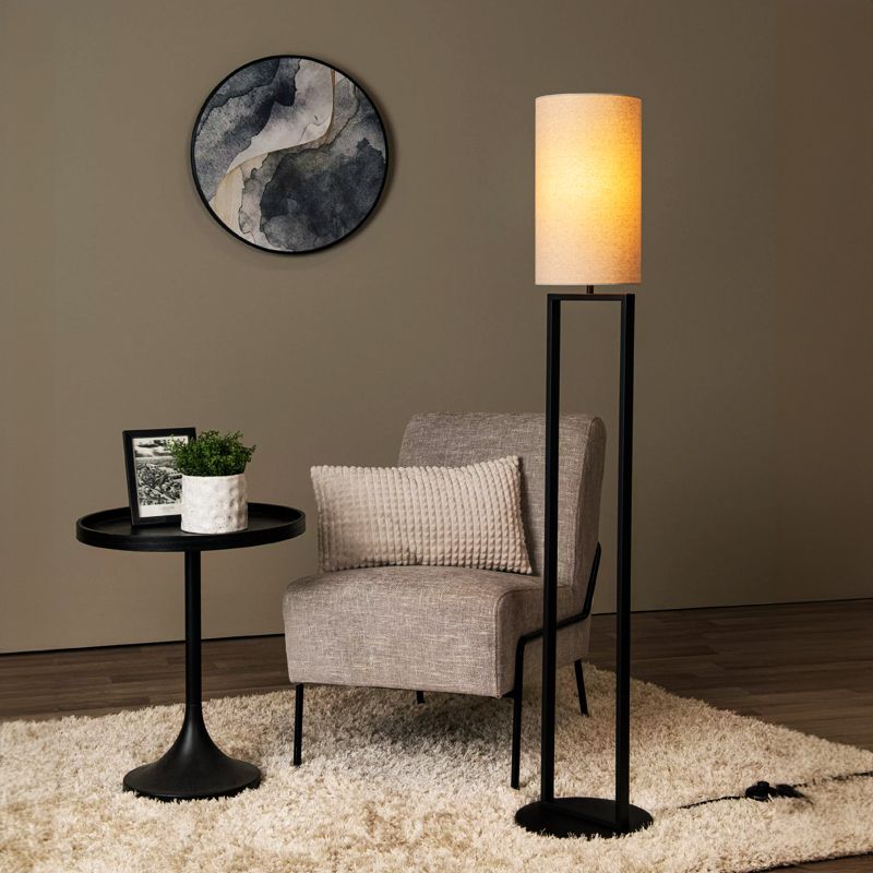 Lampada da terra rustica beige, Herman, con interruttore