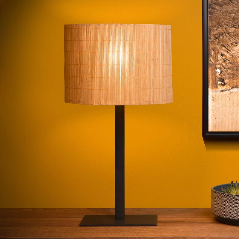 Lampada da tavolo in rattan marrone, Magius, con interruttore