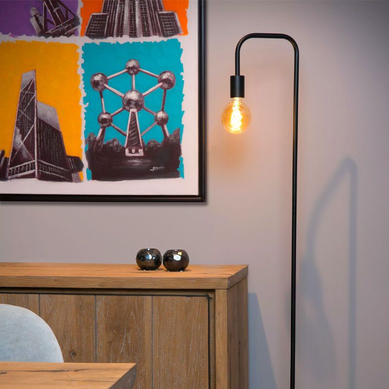 Lampada da terra moderna nera, Lorin, con interruttore