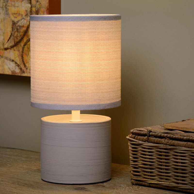 Lampada da tavolo in ceramica grigia, Greasby, con interruttore