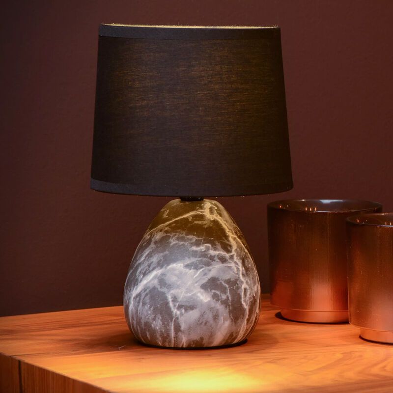 Lampada da tavolo in ceramica bianca, Marmo, con interruttore Lampada da tavolo in ceramica bianca, Marmo, con interruttore