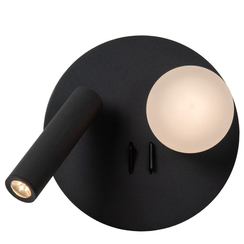 Lampada per camera da letto moderna nera, Matiz, 3,5W, 3000K LED, con interruttore