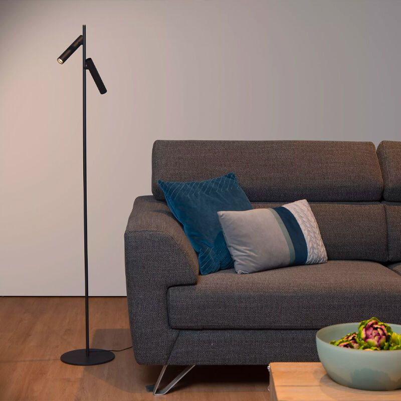 Piantana da lettura da terra moderna nera, Philon, 4,5W, 3000K LED, controllo touch