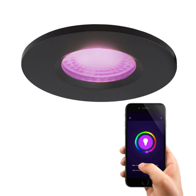 Faretto da incasso intelligente nero moderno, Jule, IP65, 4,5W, RGBW