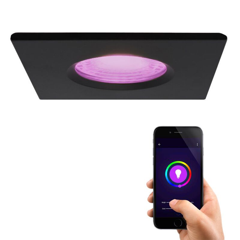 Faretto da incasso intelligente nero moderno, Jule, IP65, 4,5W, RGBW
