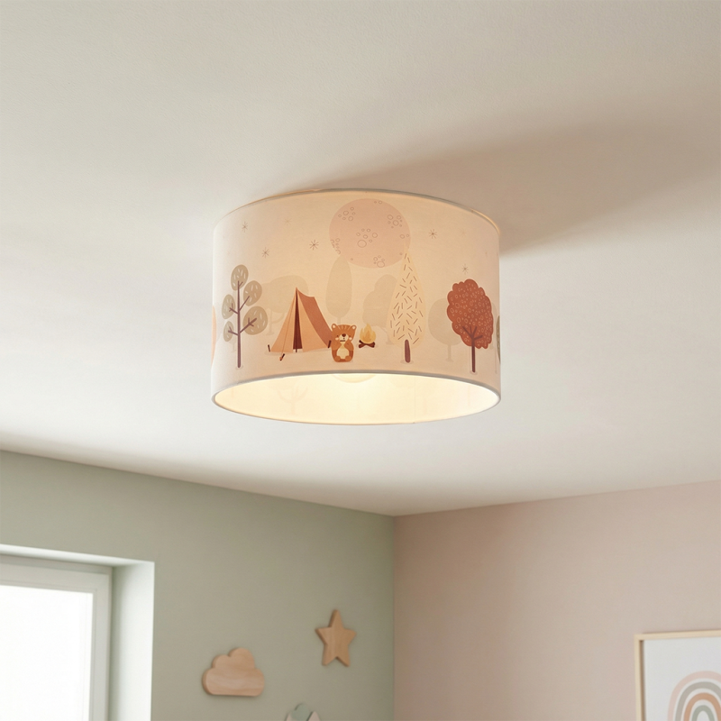 Lampada da soffitto per bambini bianca in tessuto, Forest life Lampada da soffitto per bambini bianca in tessuto, Forest life