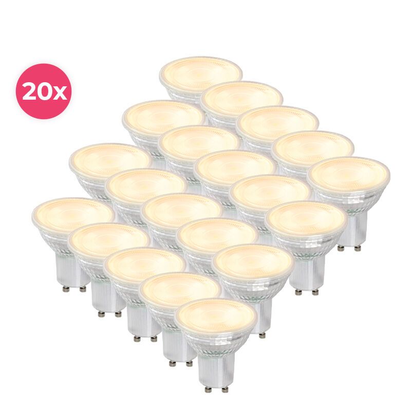 Confezione da 20 Faretti LED GU10 trasparenti Antonie, 3 Watt, 2700 K (bianco caldo)