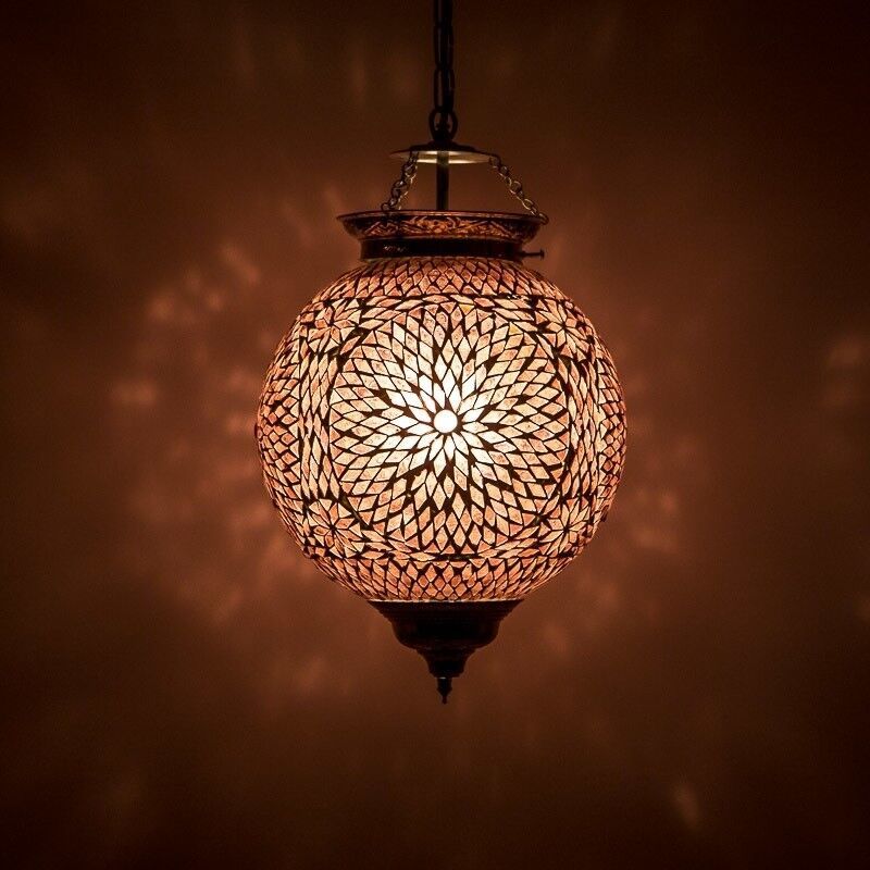 Lampada a sospensione orientale viola in mosaico, Aziza Lampada a sospensione orientale viola in mosaico, Aziza