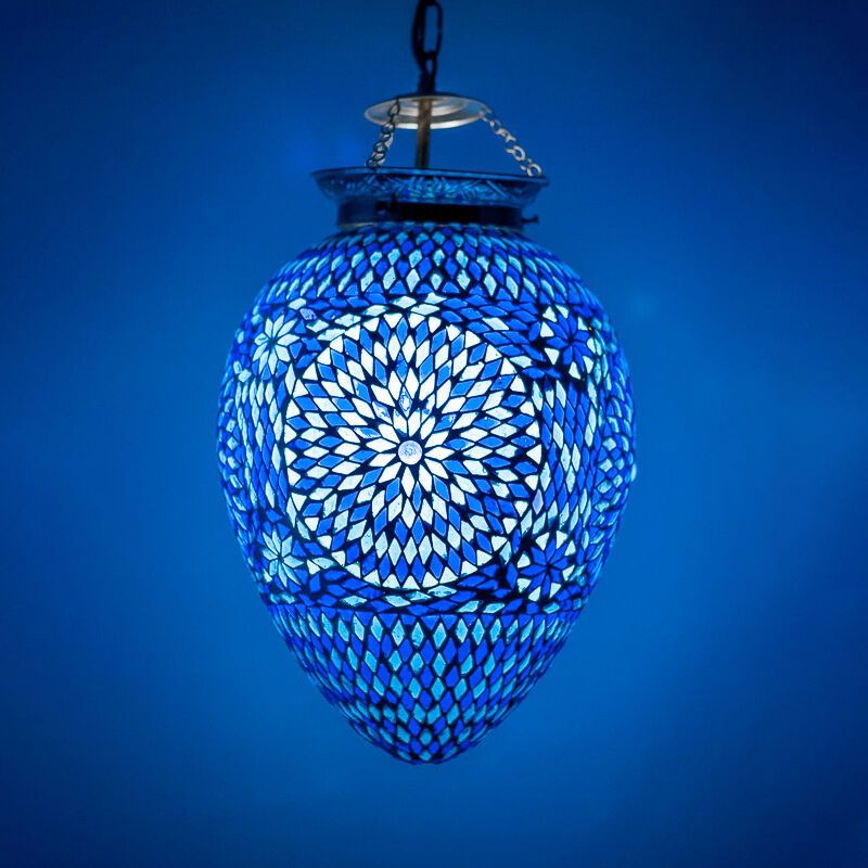 Lampada a sospensione orientale blu in mosaico, Isa Lampada a sospensione orientale blu in mosaico, Isa