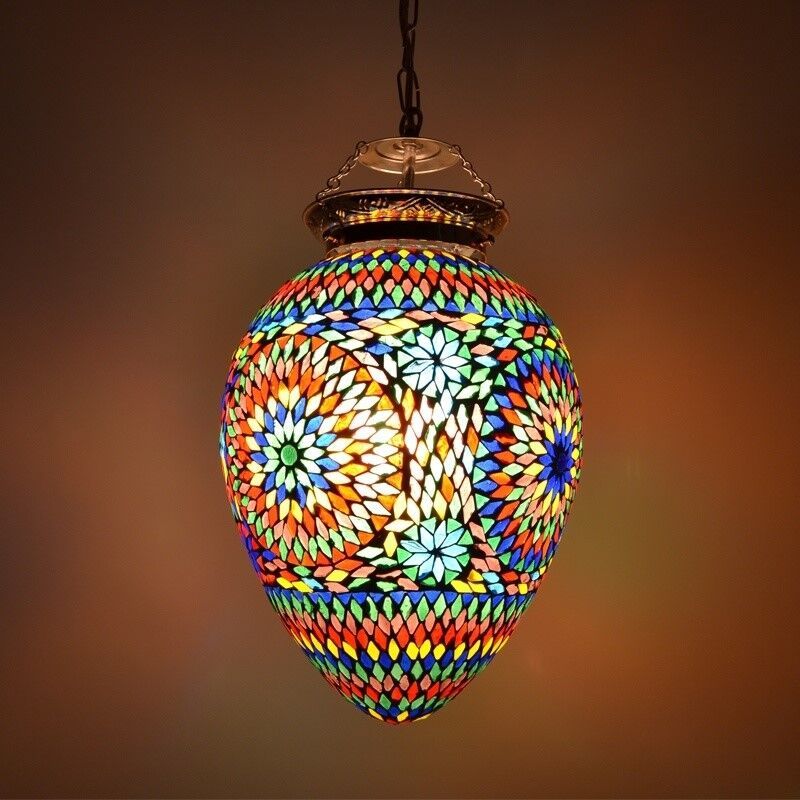 Lampada a sospensione orientale multicolore in mosaico, Isa