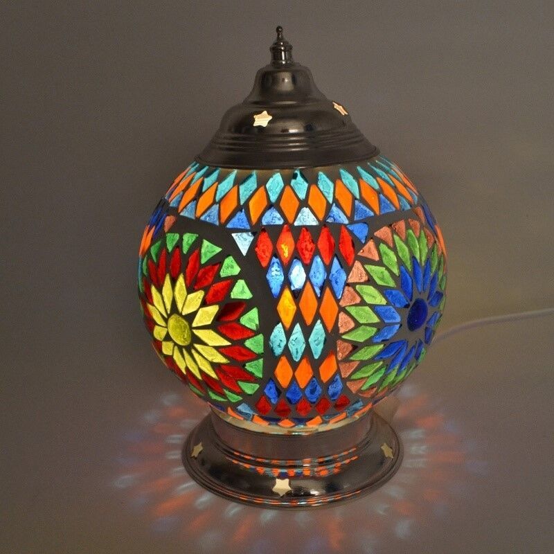 Lampada da tavolo orientale multicolore in mosaico, Sabri
