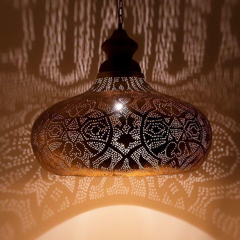 Lampada a sospensione orientale dorata, Zina Lampada a sospensione orientale dorata, Zina