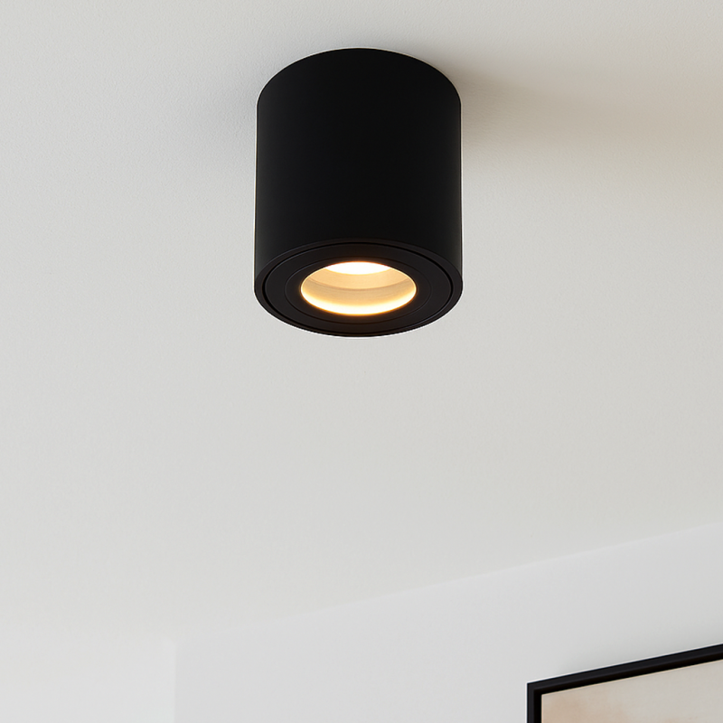 Faretto da superficie nero moderno, Alion, IP44 Faretto da superficie nero moderno, Alion, IP44