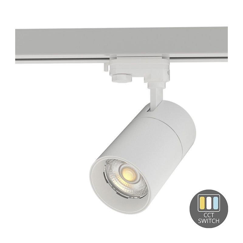 Faretto trifase bianco Rozina, 10W, interruttore bianco, dimmerabile, Pro