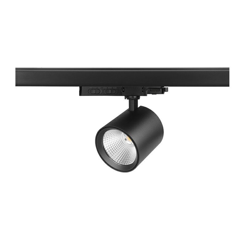 Binario faretto trifasico nero in alluminio, Jeska, 10W/20W/30W, white switch LED Binario faretto trifasico nero in alluminio, Jeska, 10W/20W/30W, white switch LED