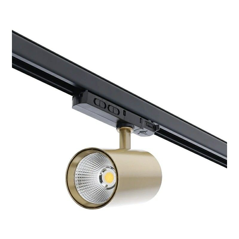 Faretto trifase in ottone Rozina, 10W/20W/30W, interruttore bianco, dimmerabile, Pro