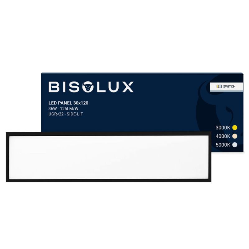 Pannello LED nero 30x120 - 125 lm/W - UGR<22 - bianco regolabile - side-lit